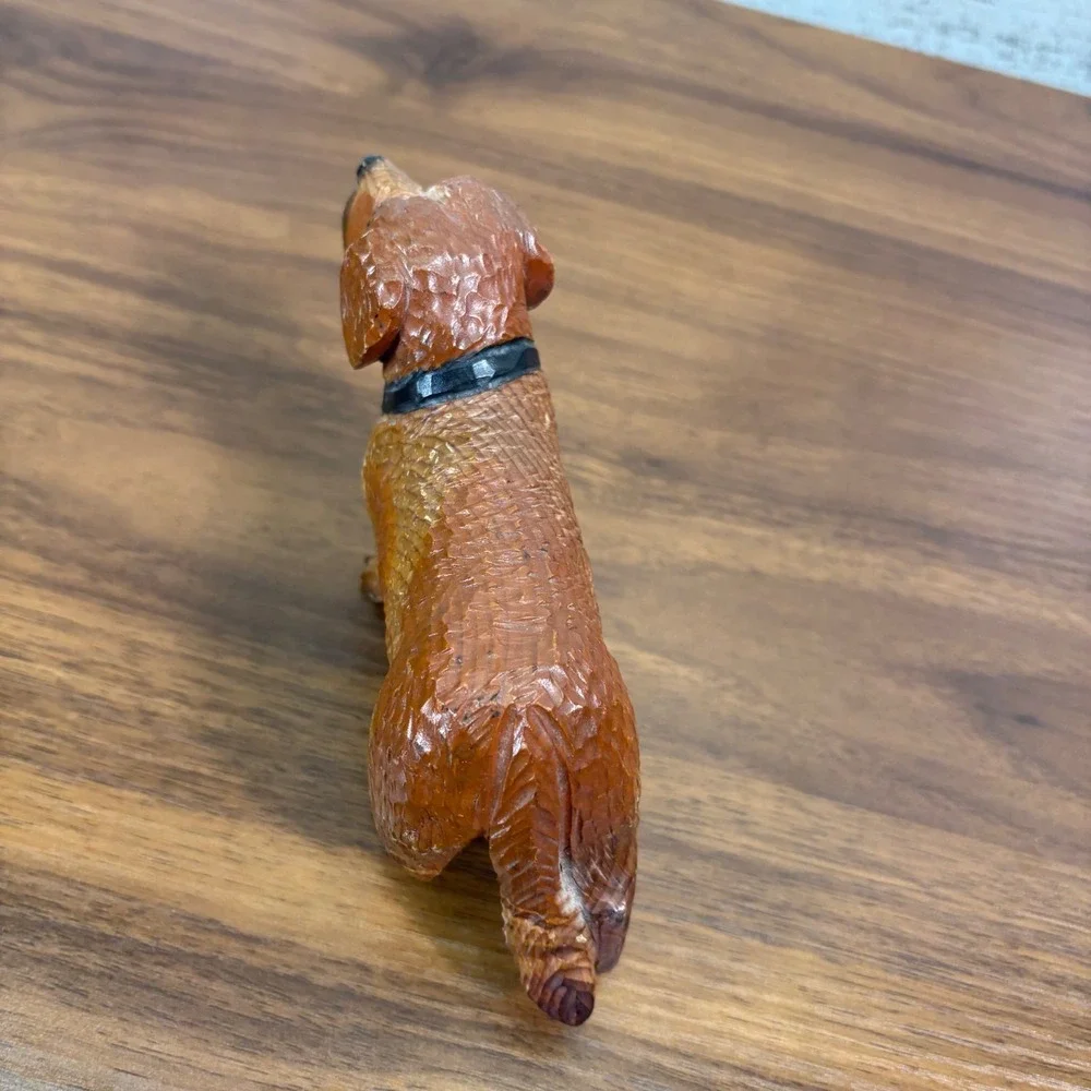 Vintage Swiss Hand Carved Wood Saint Black Forest St. Bernard Dog Figurine Keg